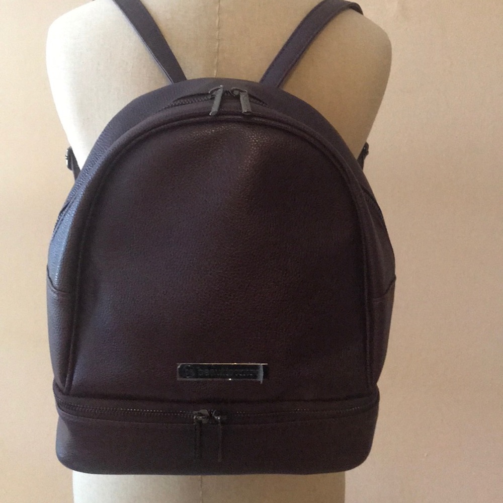 Small Plum Faux Pebble Leather Backpack Handbag